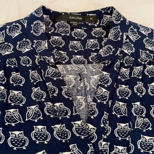 Fun2fun x-small Henley button-up owl print shirt